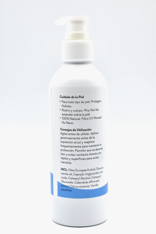 Protector Solar Piel Sensible, Factor 30, 100% Natural, Filtro UV Mineral, No Nano, Di Oleo.
