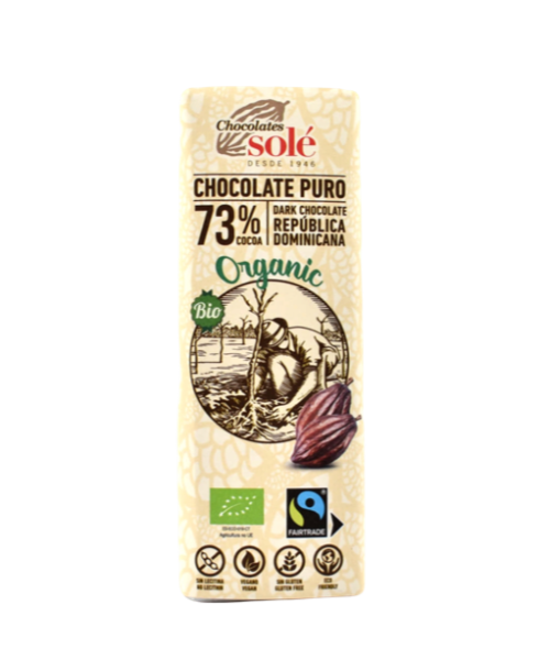 Chocolate Negro 73% Cacao Bio 25gr Solé. Arboldeneem