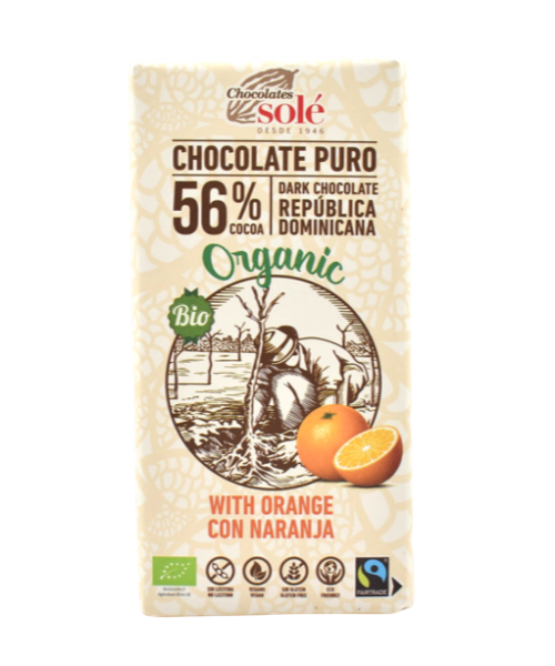 Chocolate Negro con Naranja 56% Bio 100gr Solé