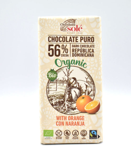 Chocolate Negro con Naranja 56% Bio 100gr Solé. Arboldeneem