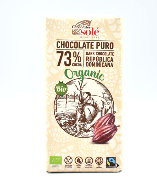 Chocolate Negro 73% Cacao Bio 25g Sole.Arboldeneem