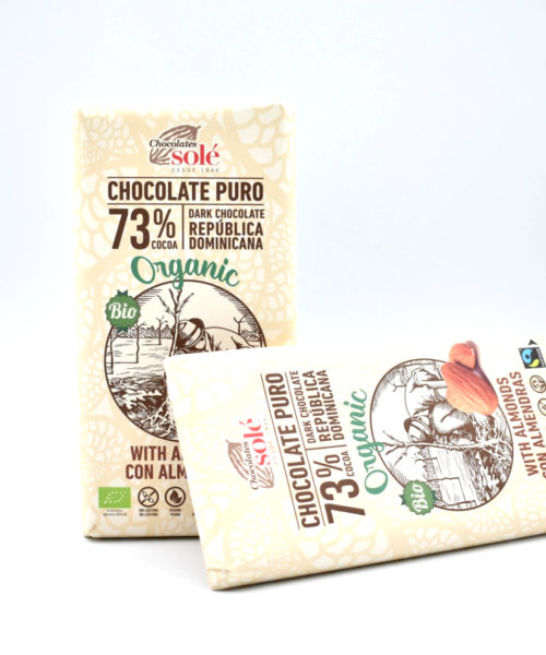 Chocolate Negro Cacao 73% Almendra Bio 100g Solé.Arboldeneem