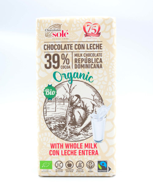 Chocolate con Leche 39% Cacao Bio 100g Solé. Arboldeneem