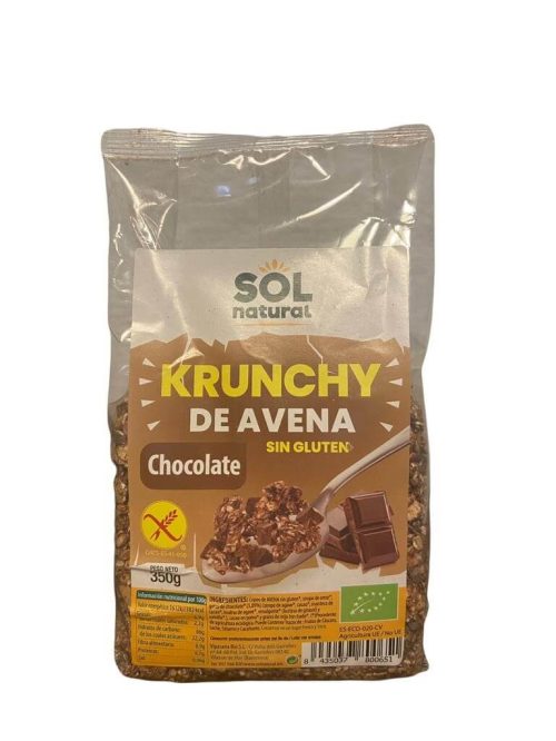 Krunchy de avena y chocolate Bio sin Gluten 350gr Sol Natural. Arboldeneem