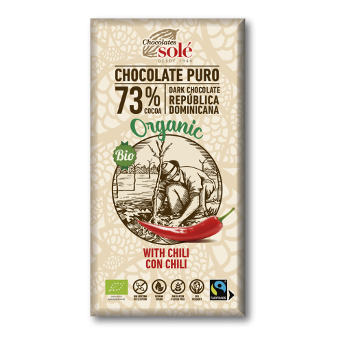 Chocolate Negro 73% con Chili Bio 100gr Solé. Arboldeneem