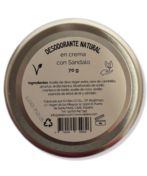Desodorante Natural en Crema de Sándalo